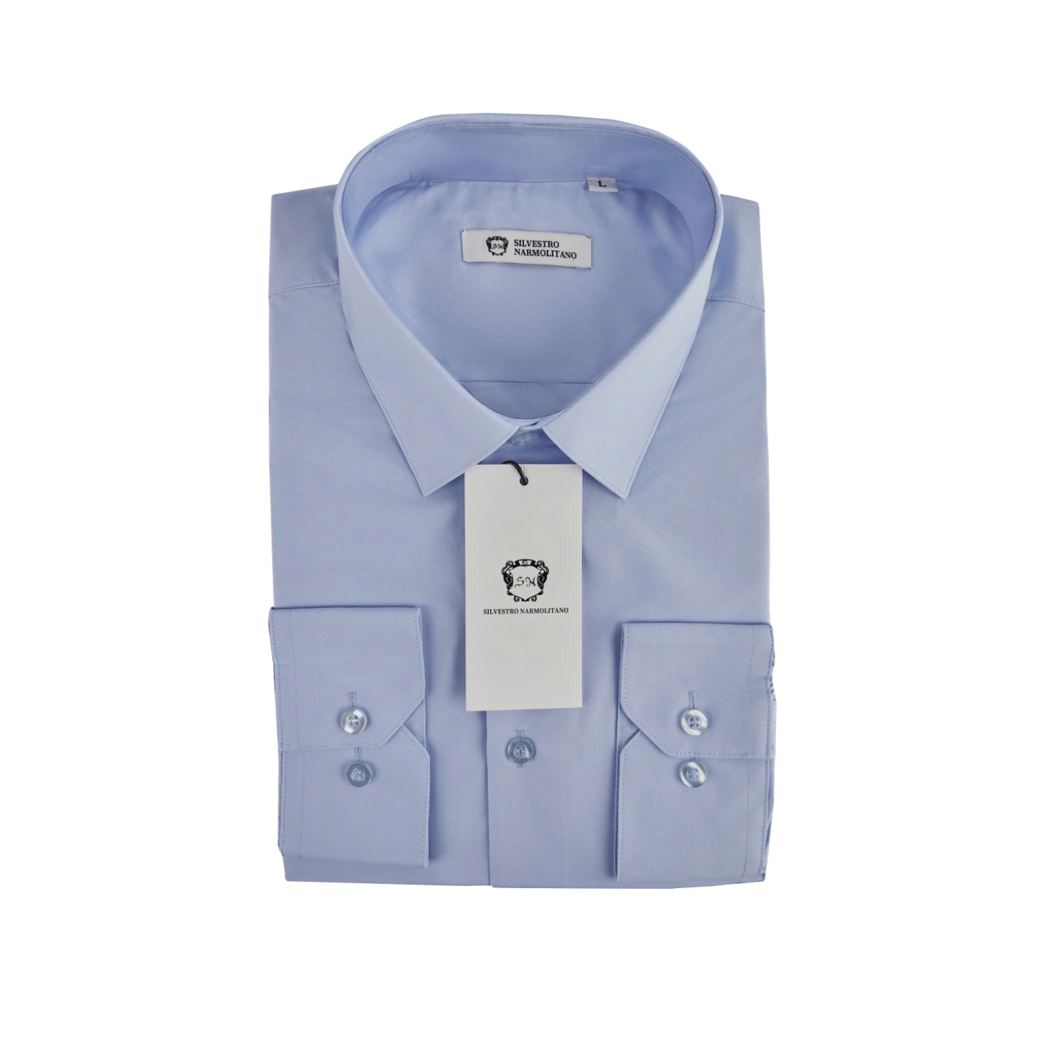 Мужская рубашка "Silvestro Narmolitano" голубая slim fit