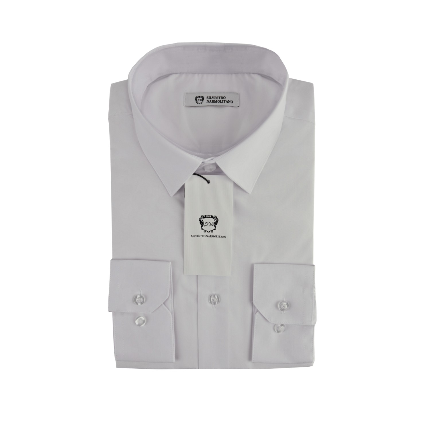 Мужская рубашка "Silvestro Narmolitano" белая slim fit